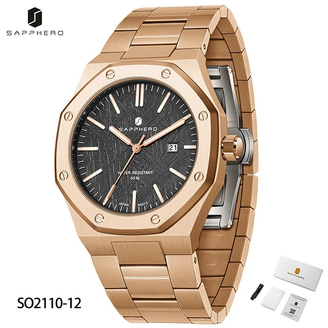 SAPPHERO Fashion Men's Watches Stainless Steel Watches Men's Business Watches Date Display Waterproof Men's Watches For Men