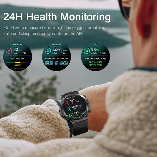 SENBONO Men's Smart Watch Big Screen Bluetooth Call 400mAh Military Outdoor Sports Fitness Tracker Smartwatch Men Women K56