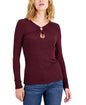 INC International Concepts Womens Ribbed Ring Keyhole Top