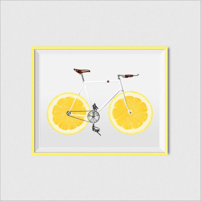 Cycling Art Decor Posters and Prints Bicycle Lemon