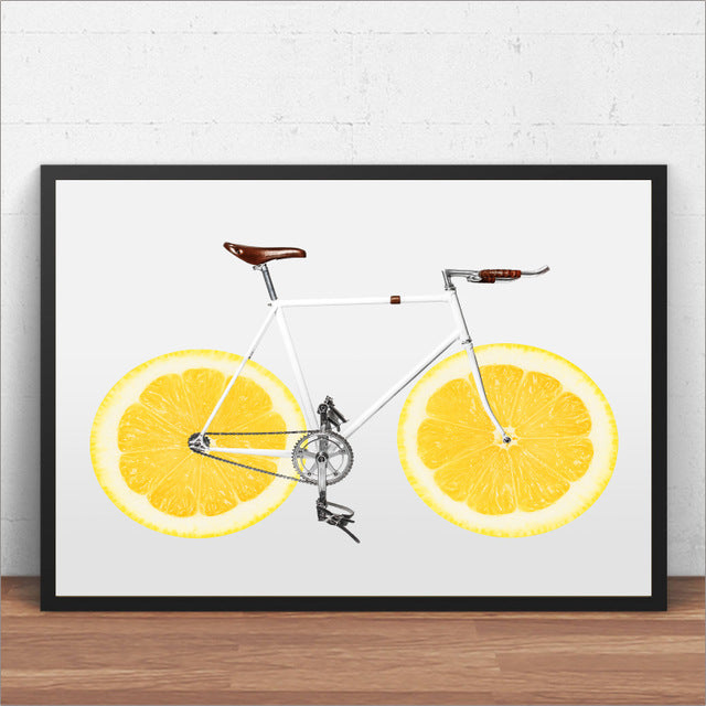 Cycling Art Decor Posters and Prints Bicycle Lemon