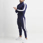 2024 cross-border Europe, America, autumn and winter new casual men's sports suit color matching men's clothing