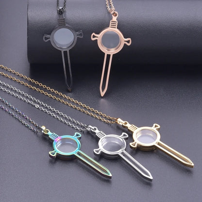 1Pc Gothic Moon Cross Round Memory Relicario Pendant Necklaces Jewelry Animal Glass Floating Cremation Ashes Locket Men Collares