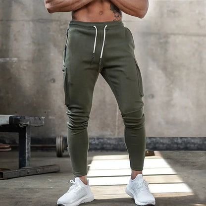 Men's Cargo Pants Gym Workout Sweatpants Tactical Training Track Pants Fitness Casual Jogger Trousers Outdoor Hiking Sport Pants