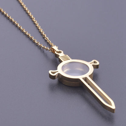 1Pc Gothic Moon Cross Round Memory Relicario Pendant Necklaces Jewelry Animal Glass Floating Cremation Ashes Locket Men Collares