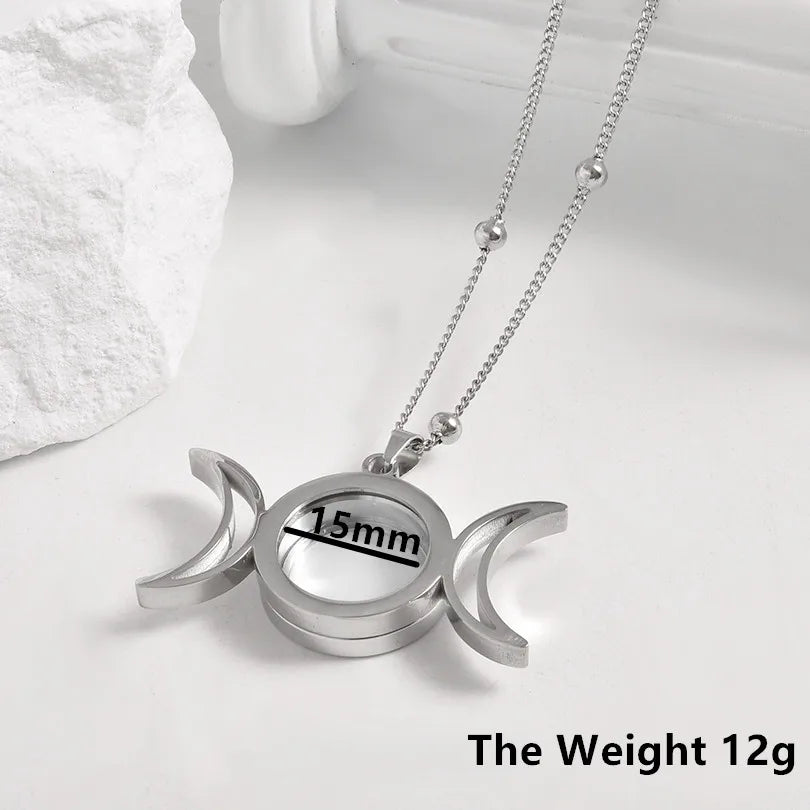 1Pc Gothic Moon Cross Round Memory Relicario Pendant Necklaces Jewelry Animal Glass Floating Cremation Ashes Locket Men Collares