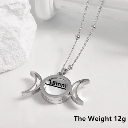 1Pc Gothic Moon Cross Round Memory Relicario Pendant Necklaces Jewelry Animal Glass Floating Cremation Ashes Locket Men Collares