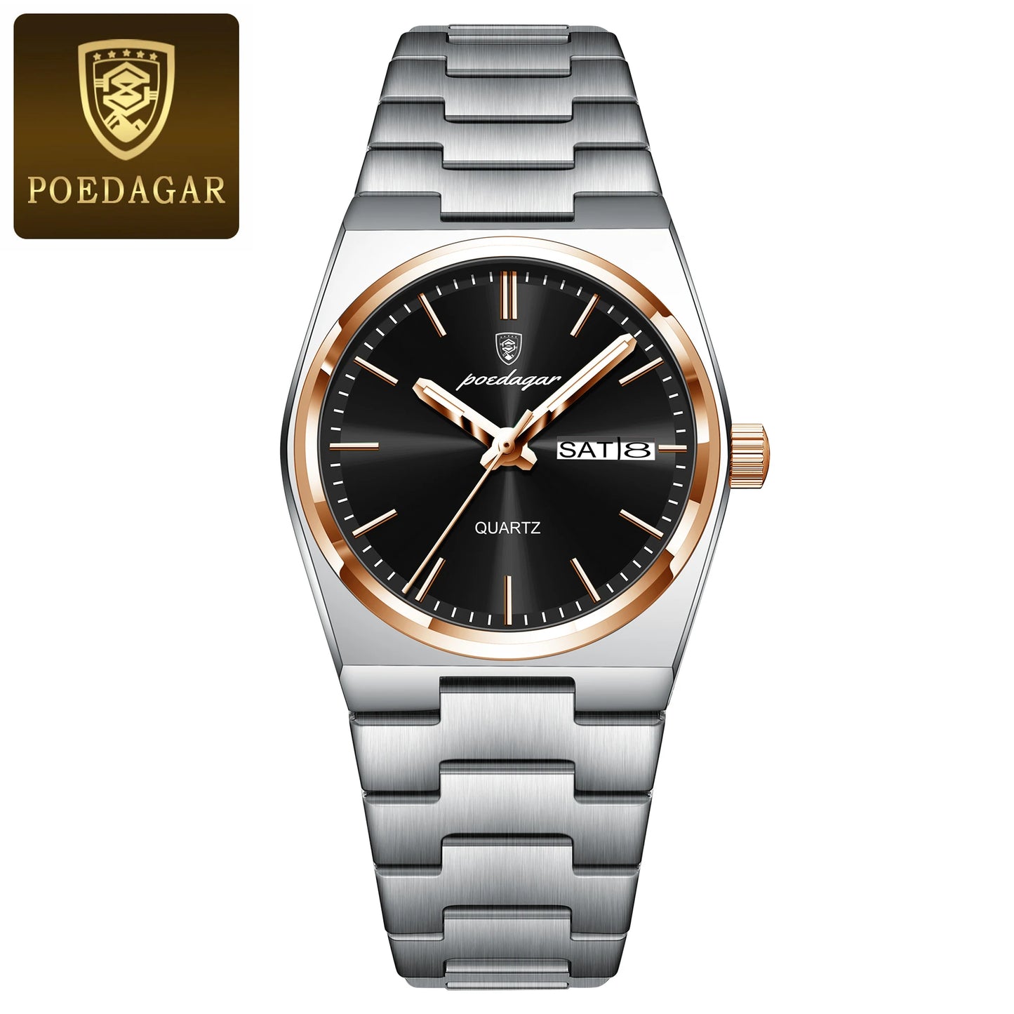 POEDAGAR Top Exquisite Woman Wristwatch Waterproof Luminous Quartz Casual Ladies Watch Date Week Stainless Steel Women's Watches