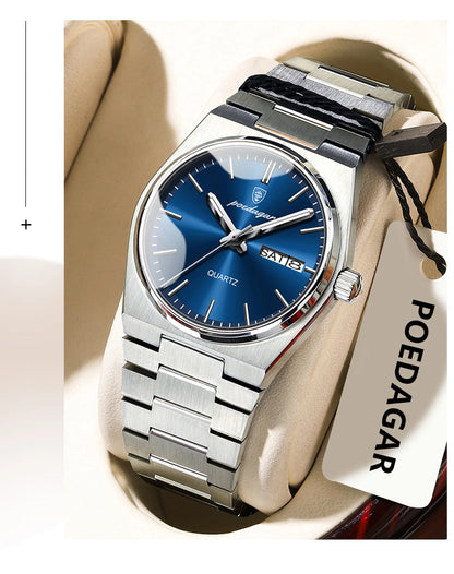 POEDAGAR Top Exquisite Woman Wristwatch Waterproof Luminous Quartz Casual Ladies Watch Date Week Stainless Steel Women's Watches