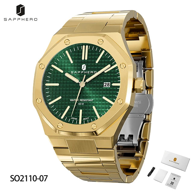 SAPPHERO Fashion Men's Watches Stainless Steel Watches Men's Business Watches Date Display Waterproof Men's Watches For Men
