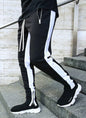 Mens Training Pants Plaid GYM Track Sweatpants Grey Joggers Breathable Stripe Fitness Male Running Sport Trousers Zipper Pockets
