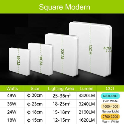 Modern LED Ceiling Lamp 18-48W Flush Mount 3000K-6000K Daylight Home Lighting for Bedroom Living Room Kitchen Hallway