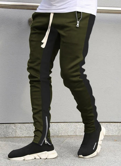   2024 New Sports Casual Pants Low Feet Zip Pocket Cotton Summer Pants Casual Men's Sports Pants Running Pants Splice Stripe Gym