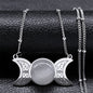 New Witchcraft Triple Moon Pendant Celtic Witch Knot Necklace Wicca Stainless Steel Opal Stone Triple  Goddess Necklaces Jewelry