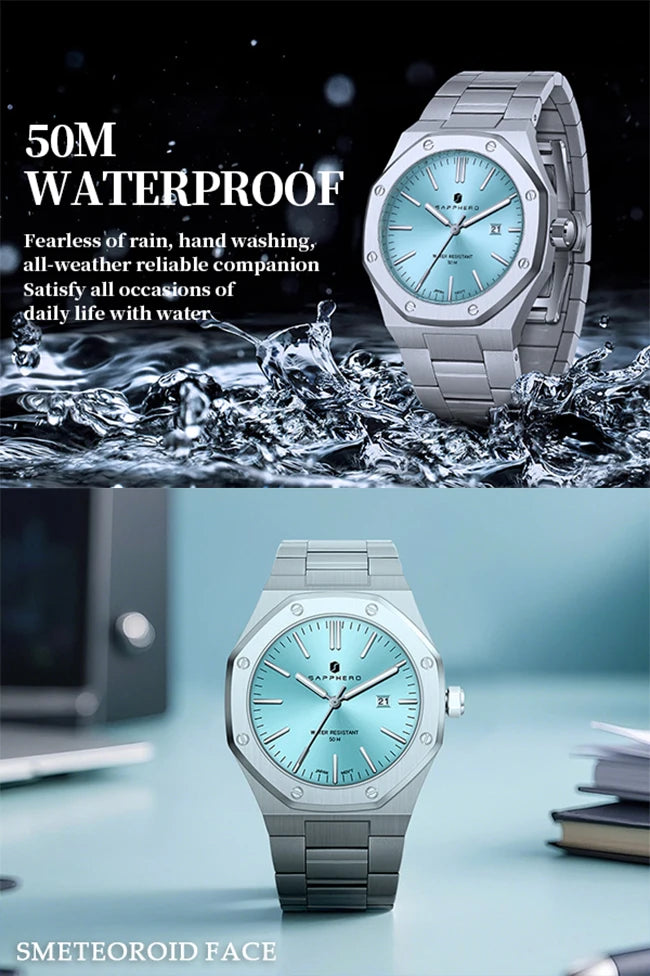 SAPPHERO Fashion Men's Watches Stainless Steel Watches Men's Business Watches Date Display Waterproof Men's Watches For Men