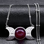 New Witchcraft Triple Moon Pendant Celtic Witch Knot Necklace Wicca Stainless Steel Opal Stone Triple  Goddess Necklaces Jewelry