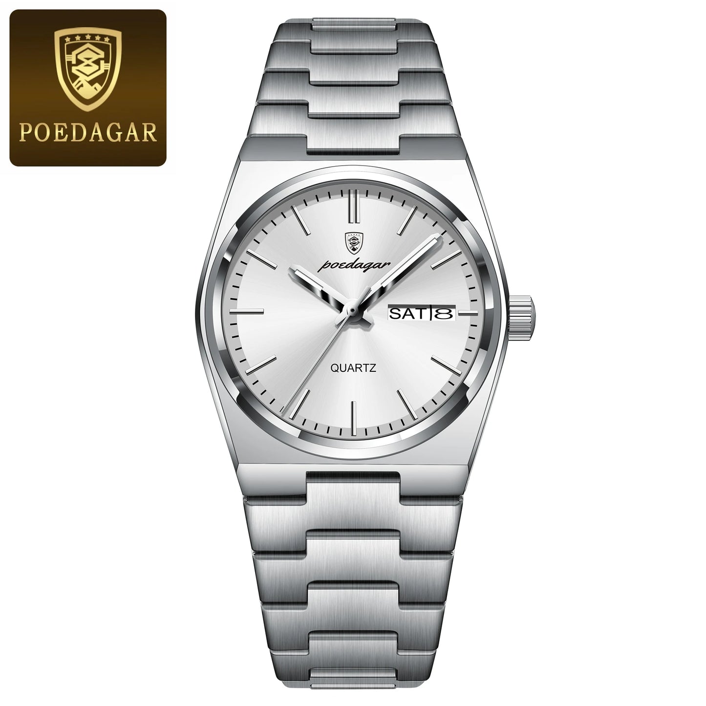 POEDAGAR Top Exquisite Woman Wristwatch Waterproof Luminous Quartz Casual Ladies Watch Date Week Stainless Steel Women's Watches