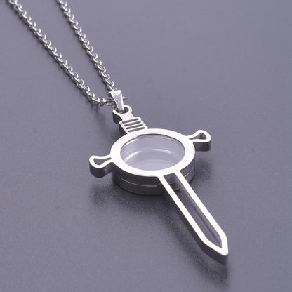 1Pc Gothic Moon Cross Round Memory Relicario Pendant Necklaces Jewelry Animal Glass Floating Cremation Ashes Locket Men Collares