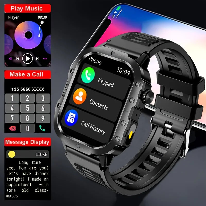 LAXASFIT 2026 New LED Men's Smart Watch Bluetooth Voice Control Multi-Sport Modes Health Monitoring Outdoor Sports Smartwatch