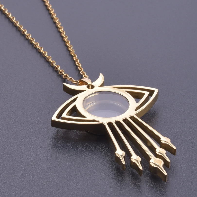1Pc Gothic Moon Cross Round Memory Relicario Pendant Necklaces Jewelry Animal Glass Floating Cremation Ashes Locket Men Collares