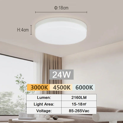 Modern LED Ceiling Lamp 18-48W Flush Mount 3000K-6000K Daylight Home Lighting for Bedroom Living Room Kitchen Hallway