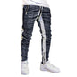 Mens Training Pants Plaid GYM Track Sweatpants Grey Joggers Breathable Stripe Fitness Male Running Sport Trousers Zipper Pockets