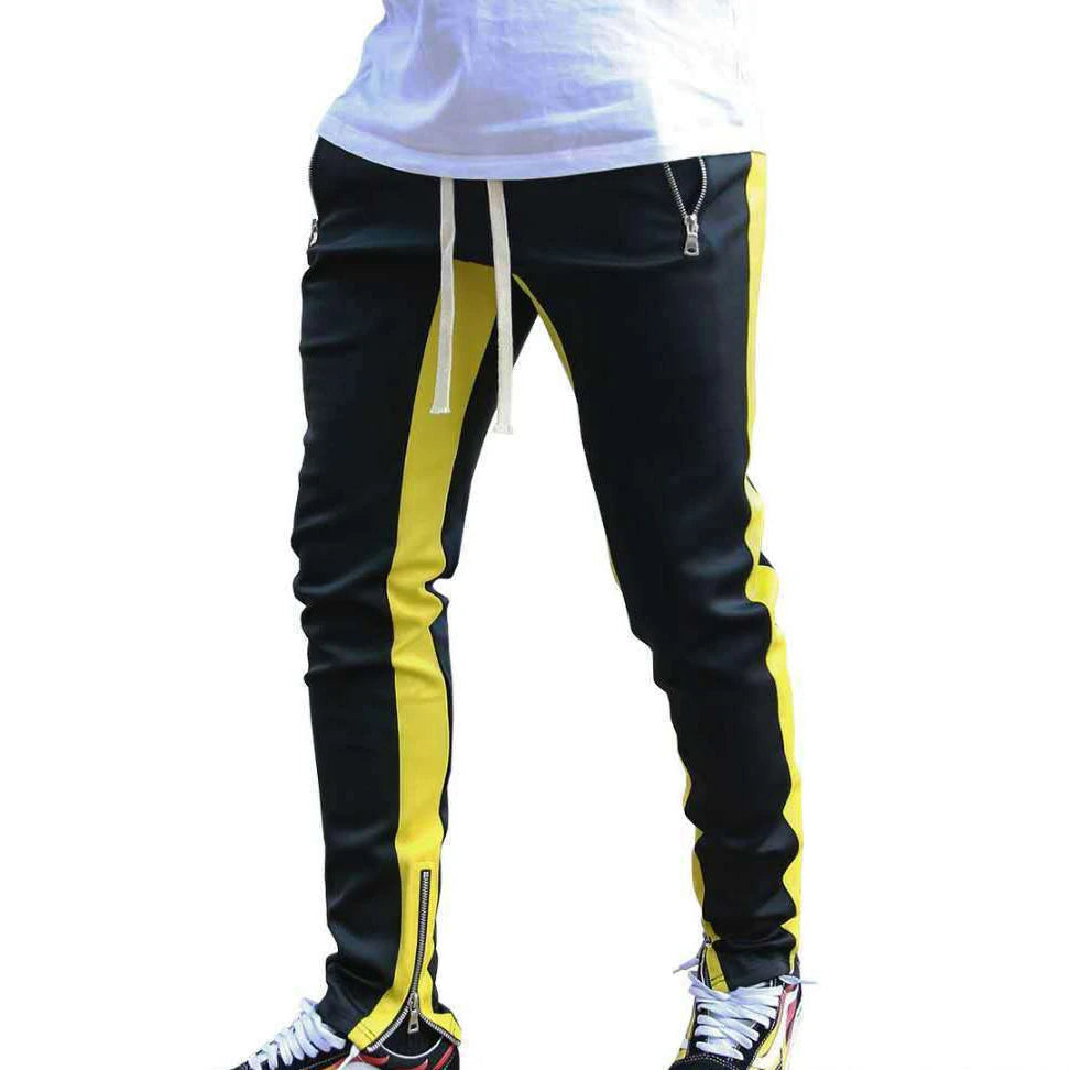   2024 New Sports Casual Pants Low Feet Zip Pocket Cotton Summer Pants Casual Men's Sports Pants Running Pants Splice Stripe Gym