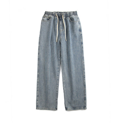 Men's Elastic Waist Loose Straight Drooping Mop Pants